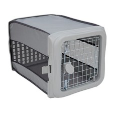 Collapsible Up Dog Kennel Portable Folding Travel Crate Small Gray Pet