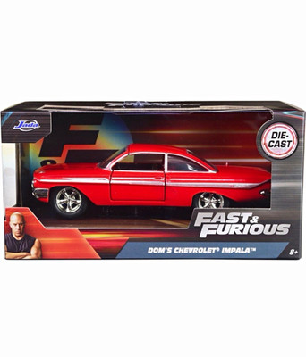 Jada Fast & Furious 1961 Chevrolet Impala Red Diecast Car 1:24 Scale.