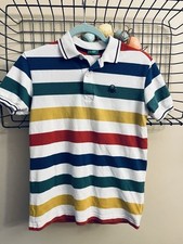 United Colors Of Benetton Boys XXL 13-14 Yrs Colorful Rainbow Striped Polo Shirt