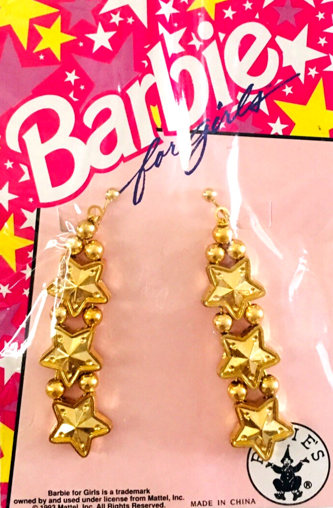 Vtgt Barbie For Girls Mattel 1993 Rubies Clip Earrings Gold 