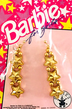 Vtgt Barbie For Girls Mattel 1993 Rubies Clip Earrings Gold Star