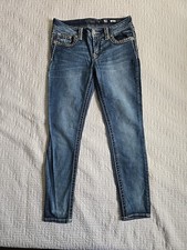 Miss Me Skinny Low Rise Jeans Rhinestones Embellished Womens 29