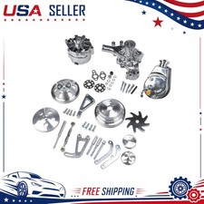 For Sbc Chevy V Belt Pulley W Bracket Kit Long Water Pump Long Water Pump