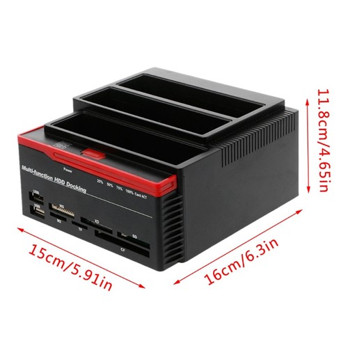 3 IDE SATA 2.5" 3.5" HDD Hard Drive Disk Clone Station d'accueil Card Reader - Afbeelding 3 van 8