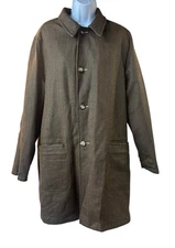 Saks Fifth Avenue Men’s Reversible Coat Jacket Brown / Khaki Car Overcoat Sz 48R