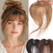 Natural Fringe 3D Bangs Clip In Remy Human Hair Extensions REAL One Piece Thick