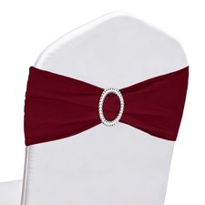 30Pcs Chair Sashes with Buckle Slider Stretch Spandex Chair Bows Cover, Dark Red