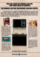General Electric Microwave Cooking Center Vintage Magazine Print Ad 1970s