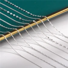 Real 925 Sterling Silver Necklace Trace/Curb Chain Thin 14-26" Stamped Ladies