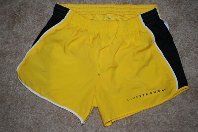 Women's Nike DriFit Yellow/Black LIVESTRONG Running Shorts (Small