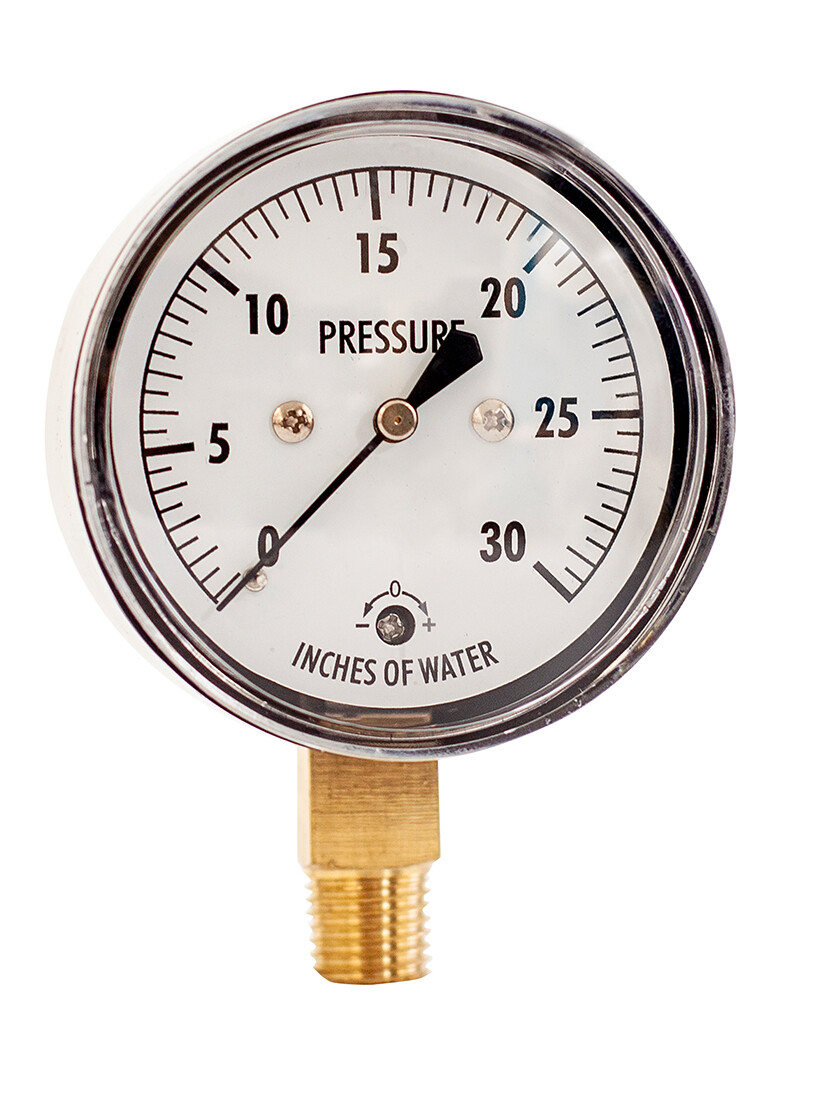 Manomètre Basse Pression JIVTO - Connexion 1/4 NPT Inférieure, Laiton Interne, Max 15 IWC, Diamètre 63 Mm