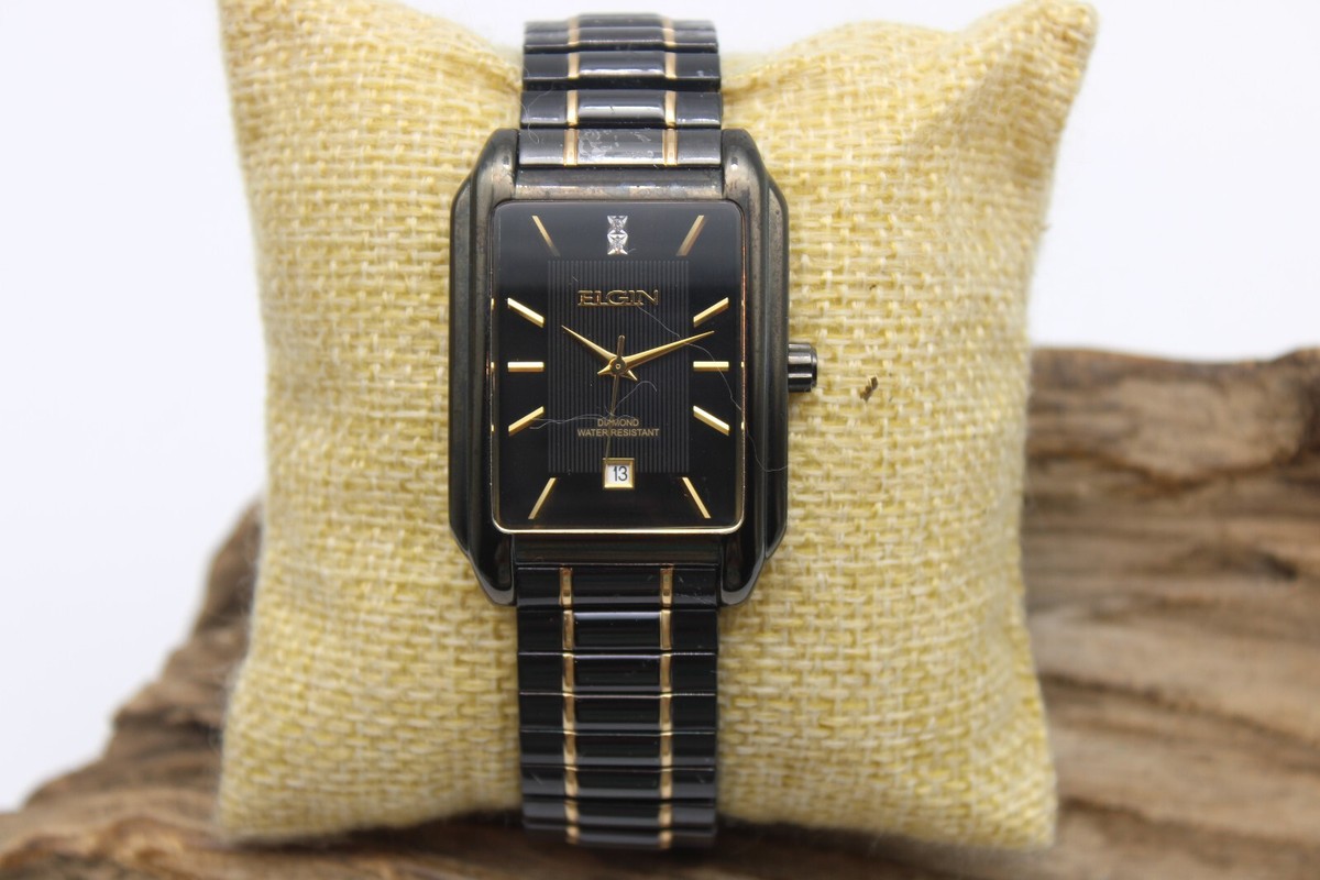 ELGIN DIAMOND QUARTZ TANK WATCH 30x42.3mm 18.4mm LUG RUNS FG151N