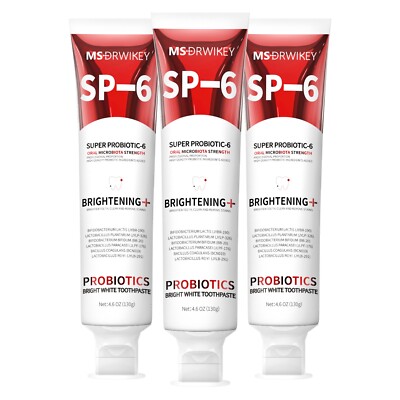 MSDRWIKEY SP-6 6-Probiotic Whitening Toothpaste Brighten - 3 x 4.6 oz