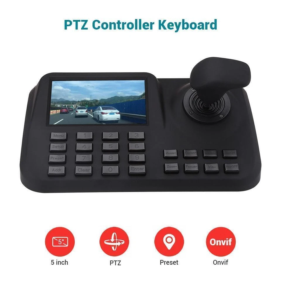 3D IP PTZ Controller CCTV PTZ Keyboard Joystick with 5 Inch  HD LCD Screen New - Image 2 of 4
