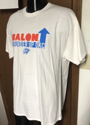 New OKC Oklahoma City THUNDER UP White Cotton T Shirt Mens XL Balon NBA