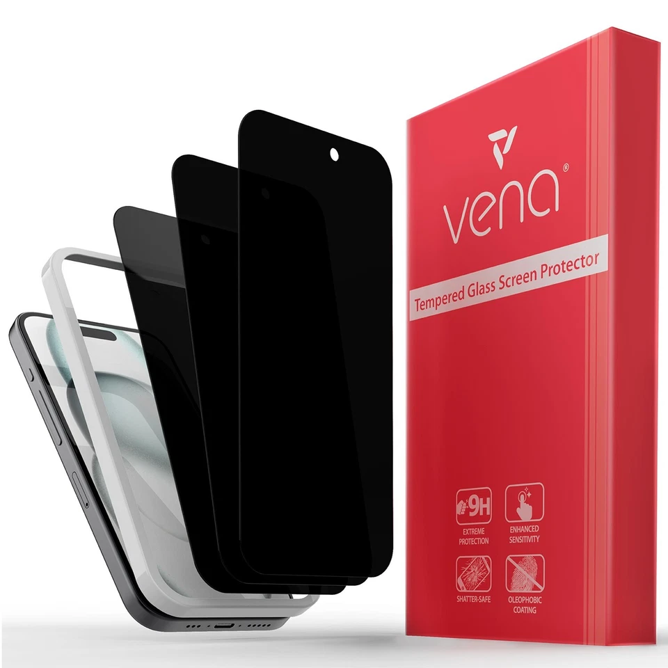 Vena for iPhone 16 15 [PRIVACY] Anti-Spy Tempered Glass Screen Protector Guard