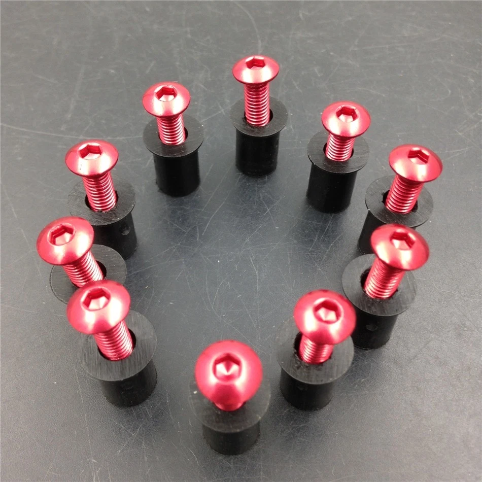 Tornillo de tuercas de perno para parabrisas HTTMT para Yamaha Kawasaki Ducati Honda Suzuki rojo Foto 3 de 4