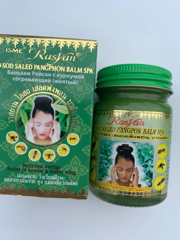 Thai Balm Massage Ointment Green O- sod saled panphon balm - Rasyan 50g x 6 jars - Image 4 of 4