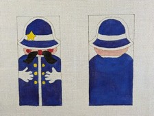 Needlepoint canvas - Police Man '40s uniform  Hand Painted Double Sided Figure
