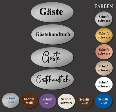 Gästehandtuch Gäste Schild 12 Farben zur Auswahl 60x25mm selbstklebend graviert