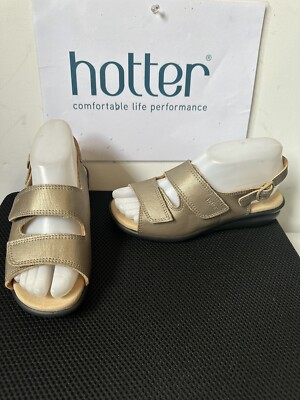 Hotter Easy Rosegold Leder Sandalen Größe UK 4 EU 37 Weite Passform