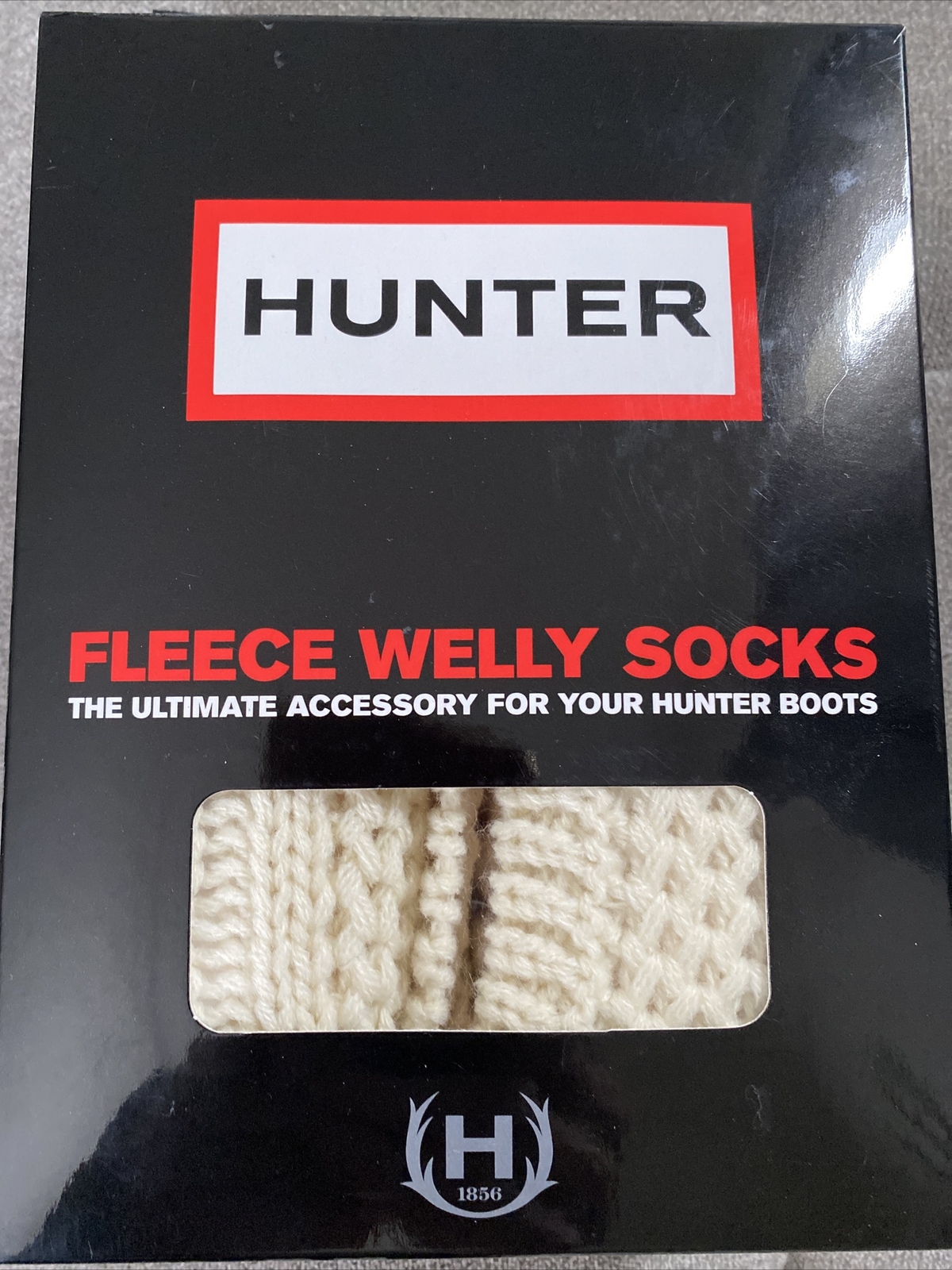 Hunter fleece welly moss cream cable 