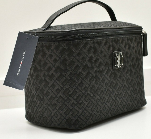 Tommy Hilfiger Cosmetic Case Bag Makeup Travel Train Case Black