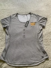 OGIO Women Climate Field View Short Sleeve Scoop Active Wear Top Gray Size L