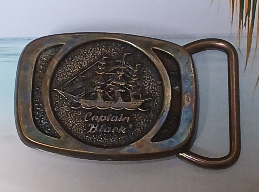 Captain Black Cigar Tobacco Cigarette Solid Brass Vintage Belt Buckle
