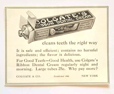 1922 Colgate Ribbon Dental Creme Advertisement 4.5'' x 3.25''