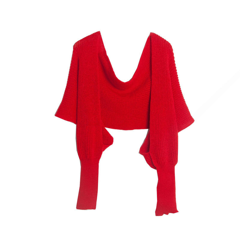 Acrylon Belt Sleeve Solid Color Scarf Shawl Scarf Fashion Keep Warm Wool Knitted