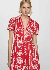 BNWT: 100% Cotton Printed bow dress from MANGO: Size: 14 (XL): Colour: RED