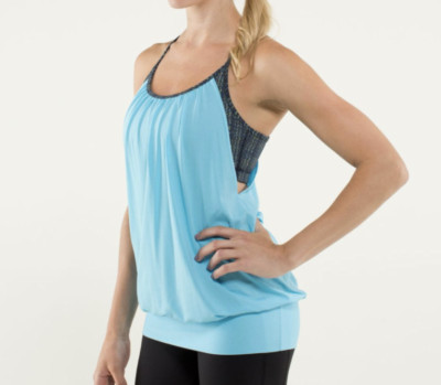 NEW Lululemon Yoga No Limits Tank Top With Bra Size 6 Blue Moon Ziggy Wee Inkwel