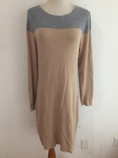 TART Crewneck Sheath Sweater Dress Tan & Gray Color Block Size M