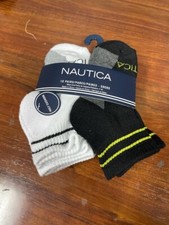 Nautica 10 Pairs Boys Half Cushion Socks Gray/Black/White Size 7-10