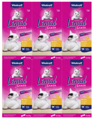 6x 90g Vitakraft LiquidSnack Huhn + Taurin 540g