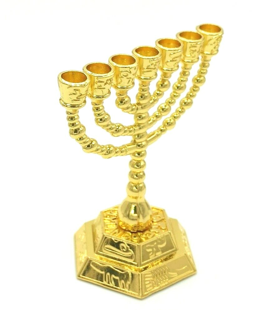 Neuer Israel Davidstern 9 Zweig Chanukka Menorah Blau Emaille & Bronze Jerusalem Hanukia Israel Geschenkmenoras Für Chanukka