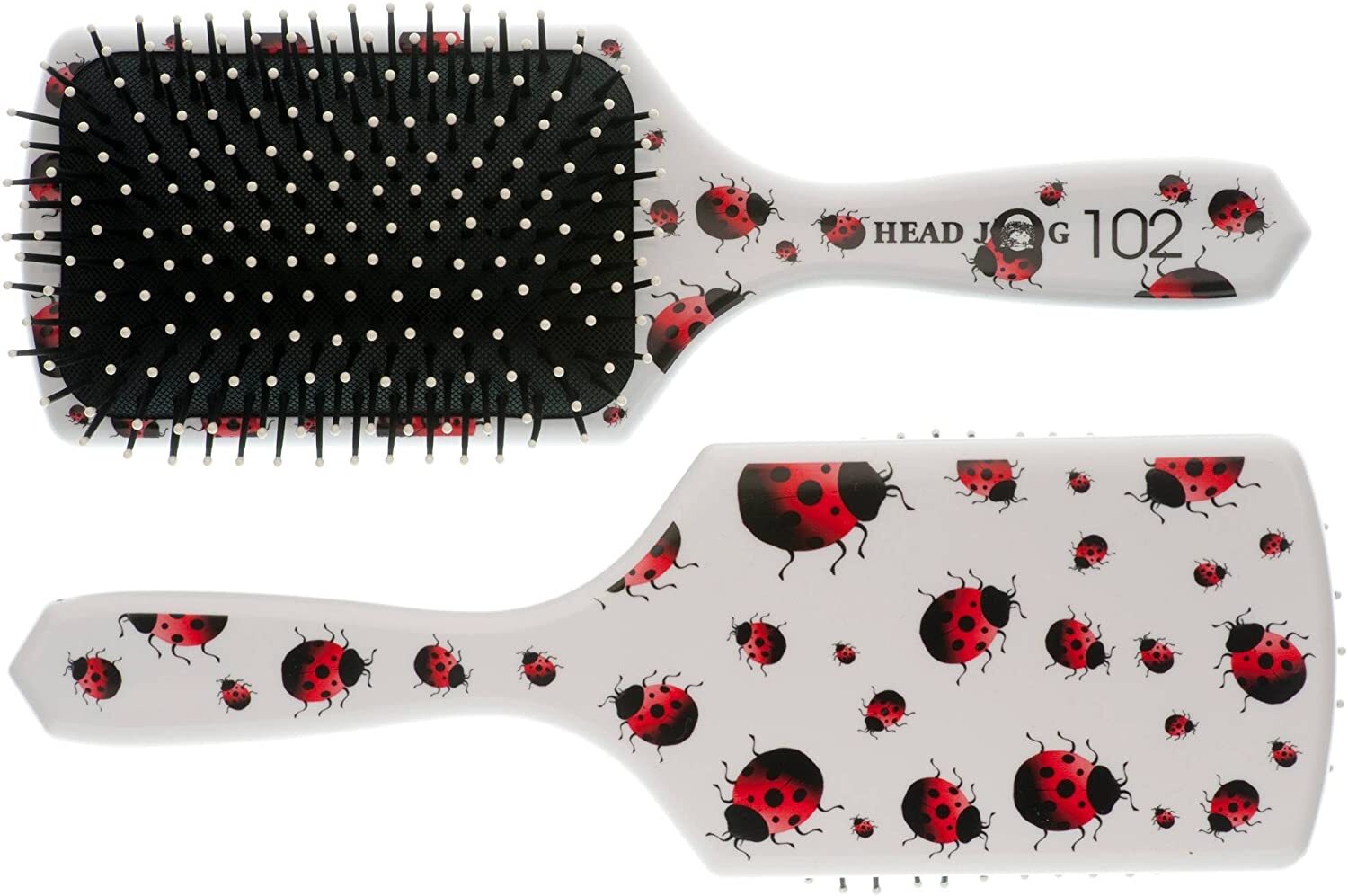 HEAD JOG 102 LADYBIRD PADDLE HAIR BRUSH DETANGLER SALON HAIRDRESSING WAVY CURLY