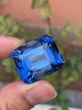 15 Ct Natural Deep Blue Aquamarine Emerald Cut Loose Gemstone Certified A