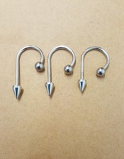 3 piercing  orecchio di diverse lunghezze con punta. Acciaio 316 L 