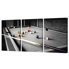 Pool Room Wall Decor Billiards Pictures Black and White Canvas Wall Art Snook...