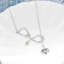 Heart Stethoscope  Silver Necklace, Great for Doctor, Nurse, Med Student, Gift
