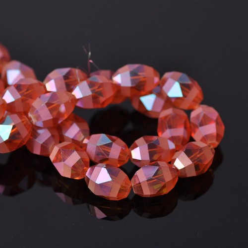 10pcs 13x9.5mm Oval Matte Faceted Crystal Glass Loose Spacer Beads DIY Jewelry - Picture 12 of 13