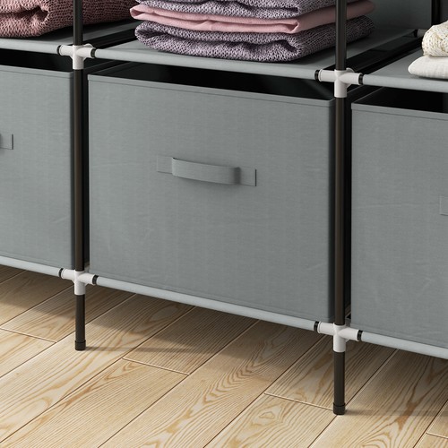 HOMCOM Stoffschrank Kleiderschrank mit Kleiderstange, 10 Fächern, 4 Schubladen - Bild 10 von 10