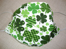 FACEMASK - ADULT - "ST. PATRICK'S SHAMROCKS" - NEW - REVERSIBLE - HOMEMADE