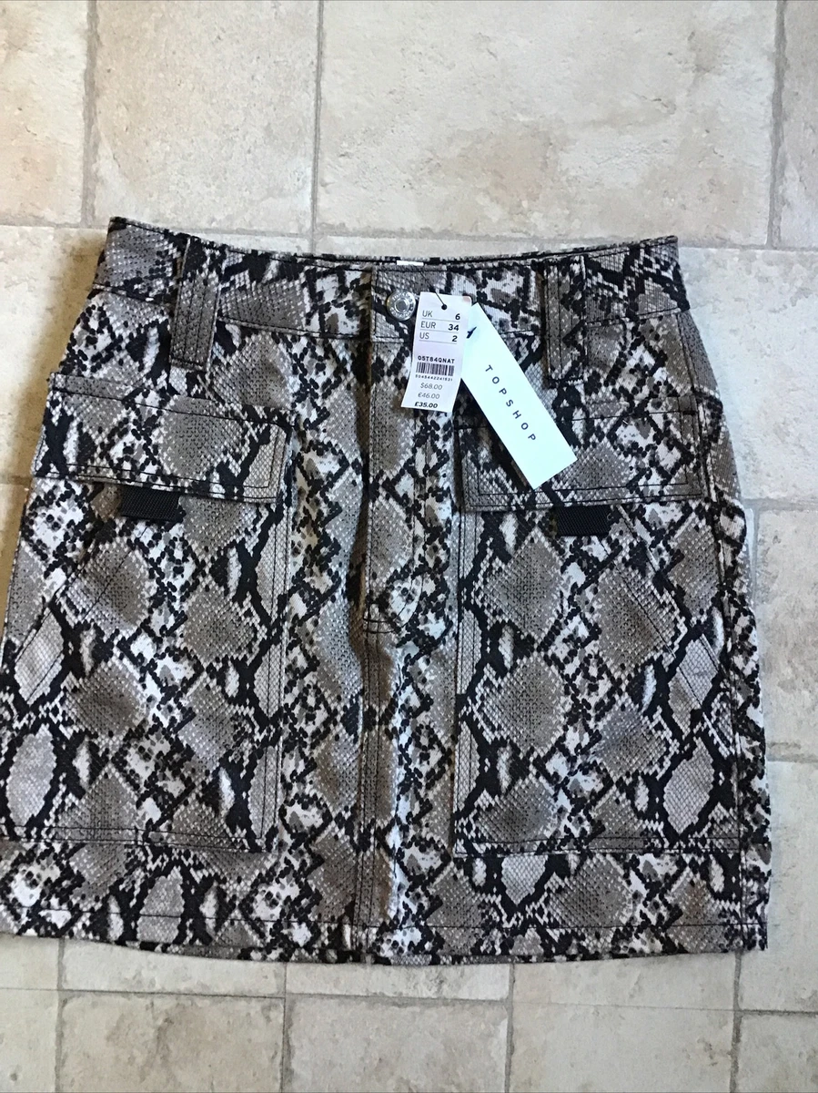 Snake print denim deals skirt topshop