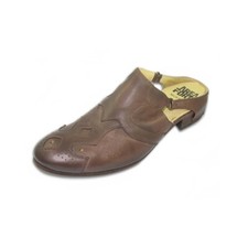 Area Forte Narrow Toe Brown Leather Mule, Made in Italy, US Size 10