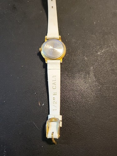 Peugeot Quartz Japan Movt Ladies Watch Leather Band Gold Tone Bezel - Picture 6 of 6