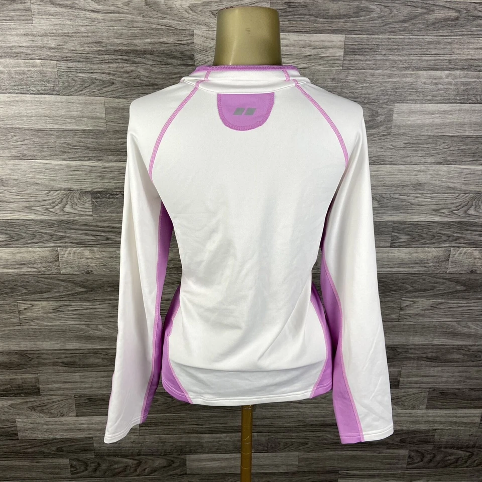 Camisa pulóver RYKA media cremallera blanca/púrpura para correr para mujer talla mediana Foto 2 de 4