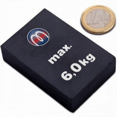 Produktbild von Y35 Ferrit-Quadermagnet 60x20x15 Mm – 3,5 Kg Zugkraft, Made By Smagnon